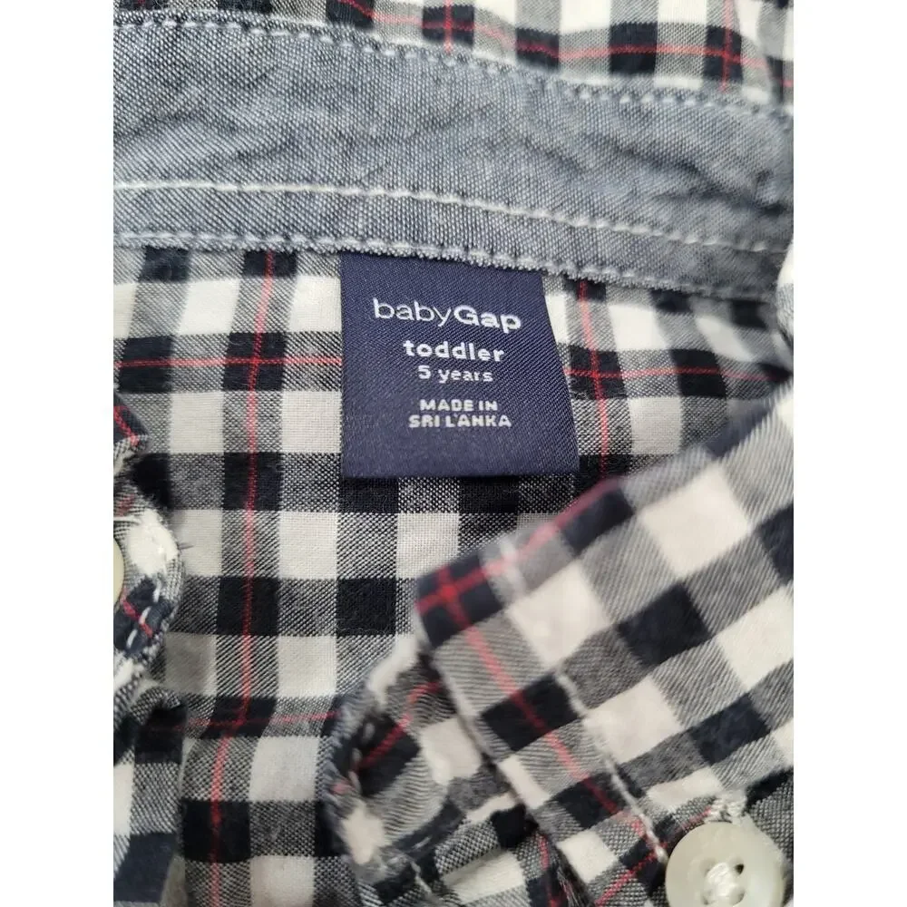 Gap Boys Size 5 Loose Fit‎ Jeans and Gingham Button Shirt Outfit #7